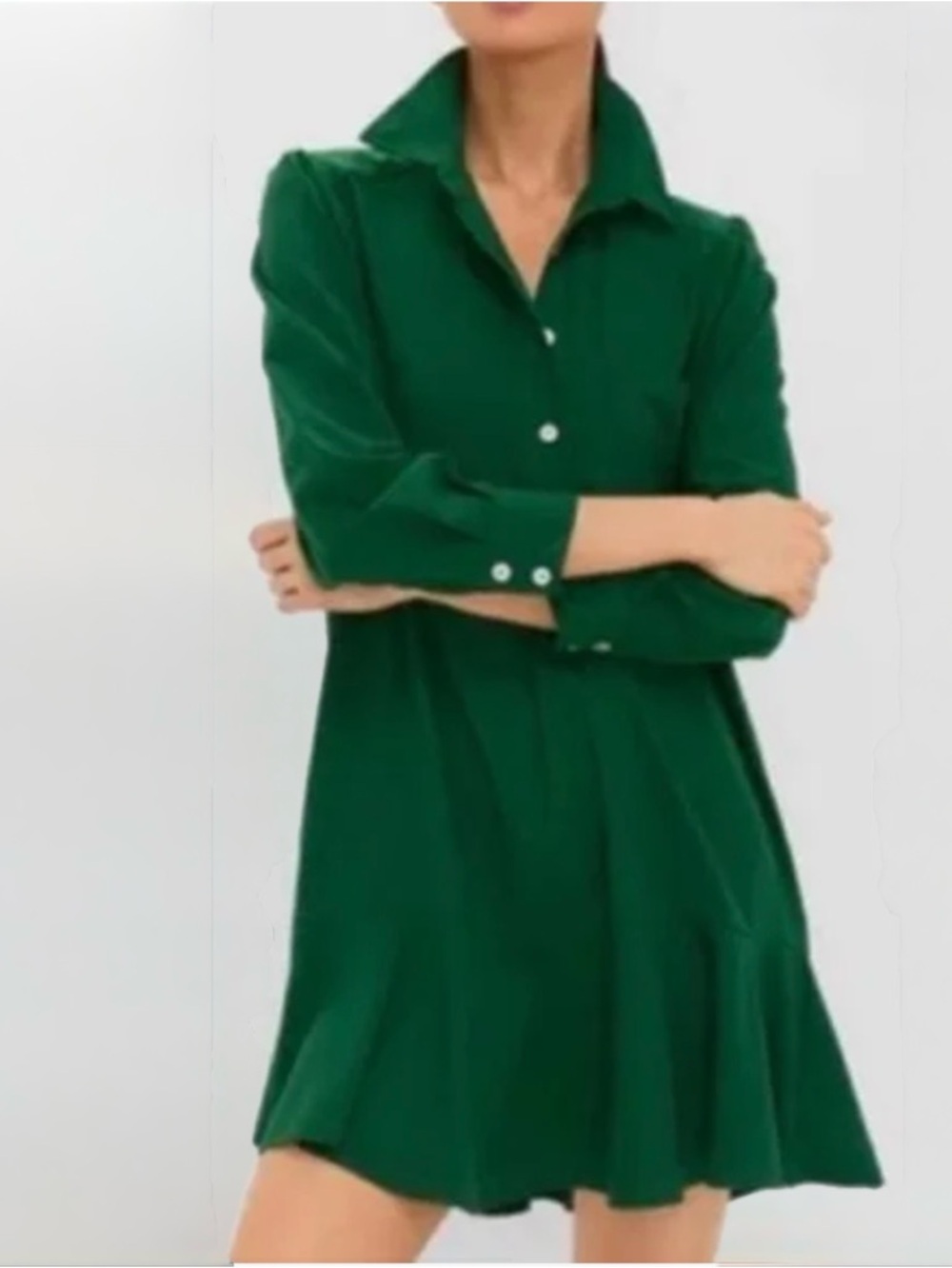 TUCKERNUCK, Callahan Mini Shirt Crepe Dress in Gorgeous Hunter Green, Size XS